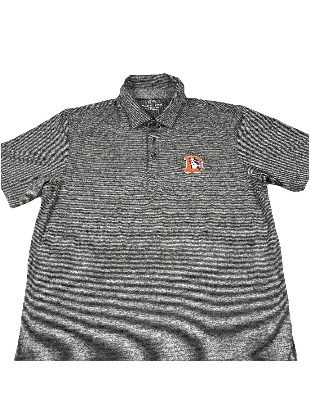 Vineyard Vines Denver Broncos Destin Polo Men Large Charcoal Throwback Deadstock